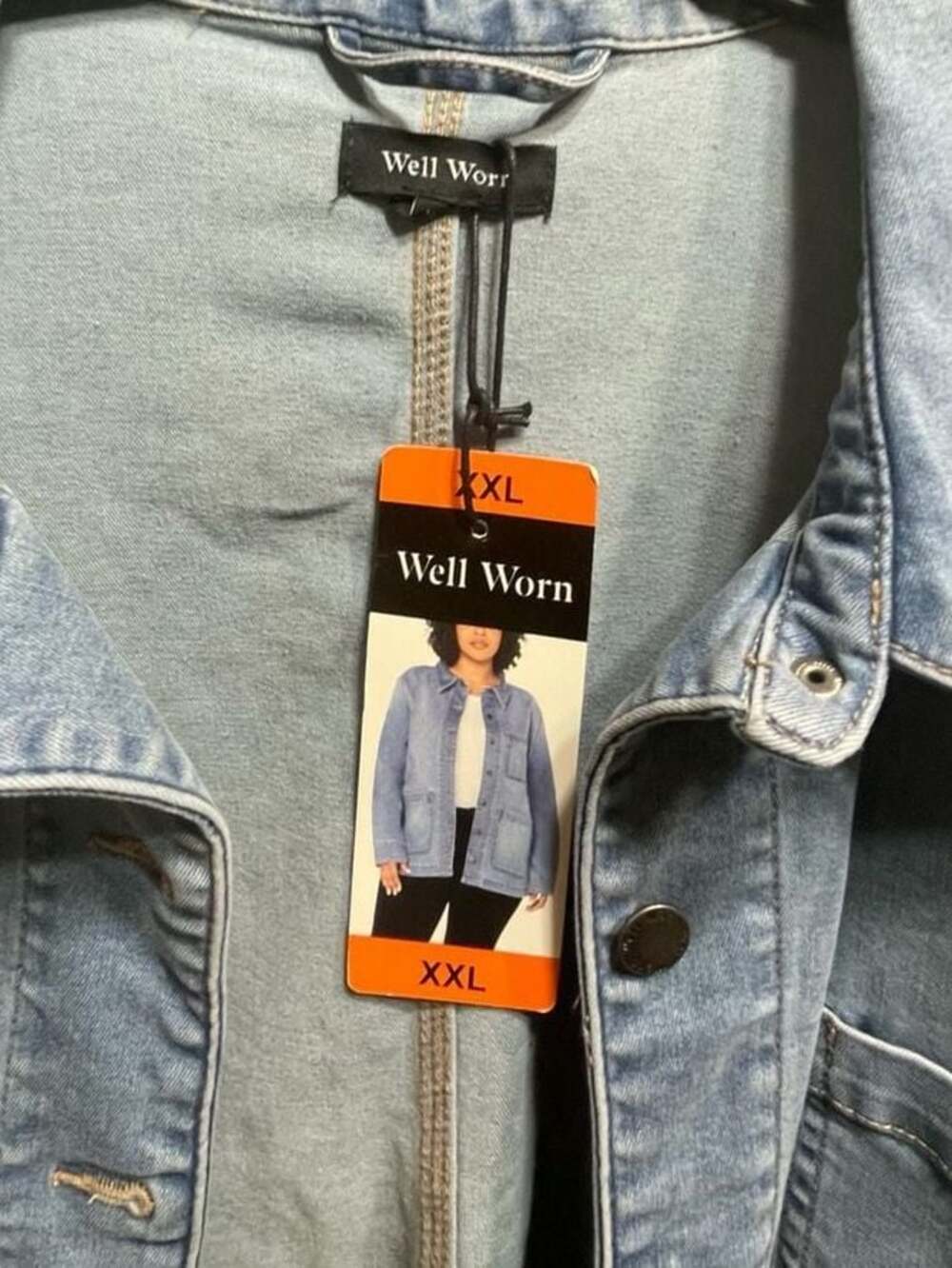 Well Worn Women's Light Wash Denim Utility Chore Jacket